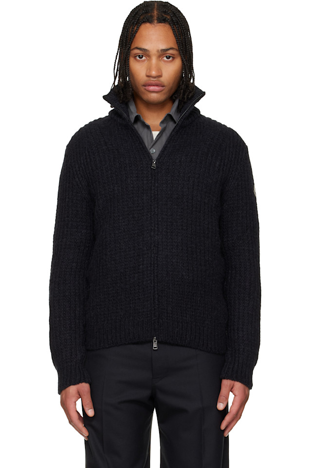 

Кардиган на молнии из альпаки и шерсти Moncler, черный