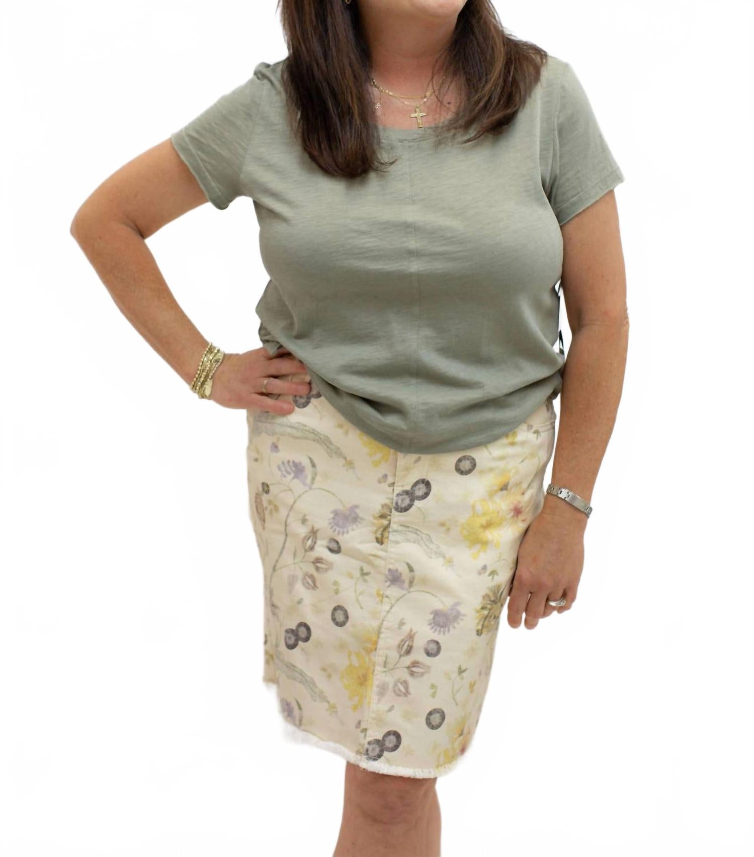 

Женская юбка джинсовая с цветочным принтом в разноцветном исполнении CHARLIE B, мультиколор