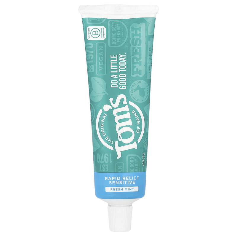 

Tom's of Maine, Rapid Relief, чувствительная зубная паста, без фтора, свежая мята, 113 г (4 унции)