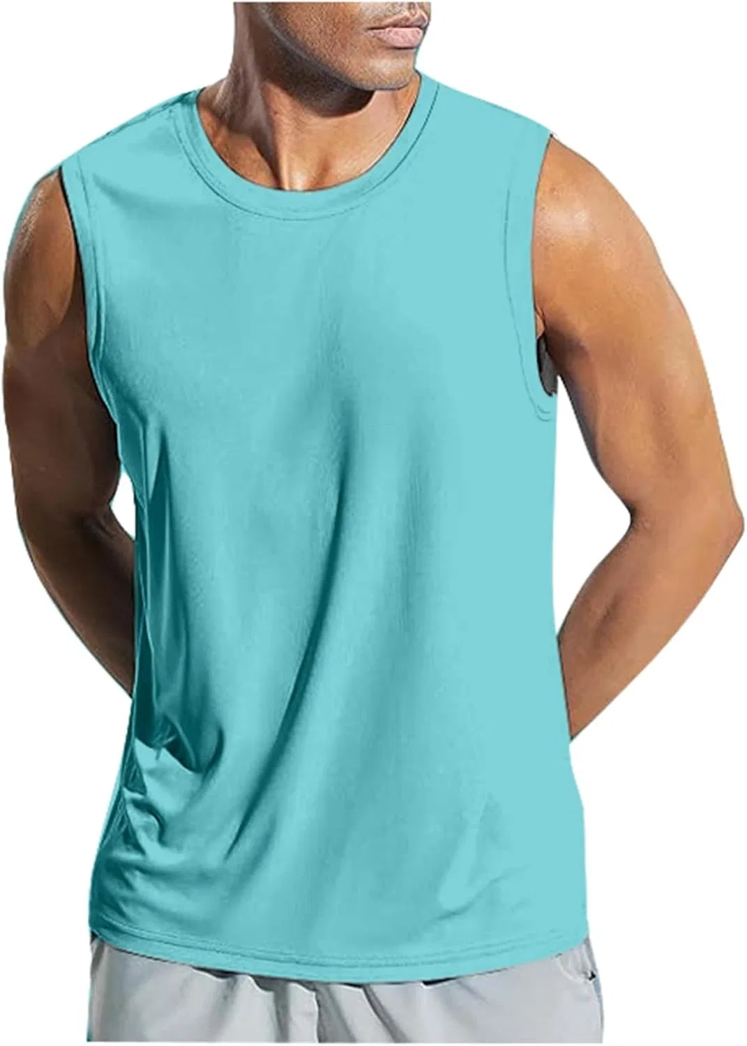 Мужской топ без рукавов, однотонный, дышащий, Mint Green