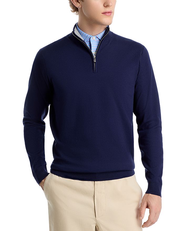 

Коронка Coolspun Хлопковая водолазка на четверть Peter Millar, синий