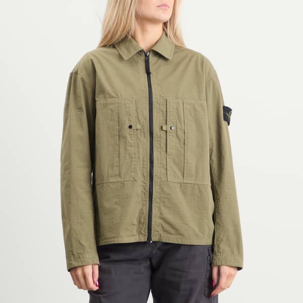 Рубашка-Куртка из рипстопа на молнии Stone Island, military зеленый — фото 2