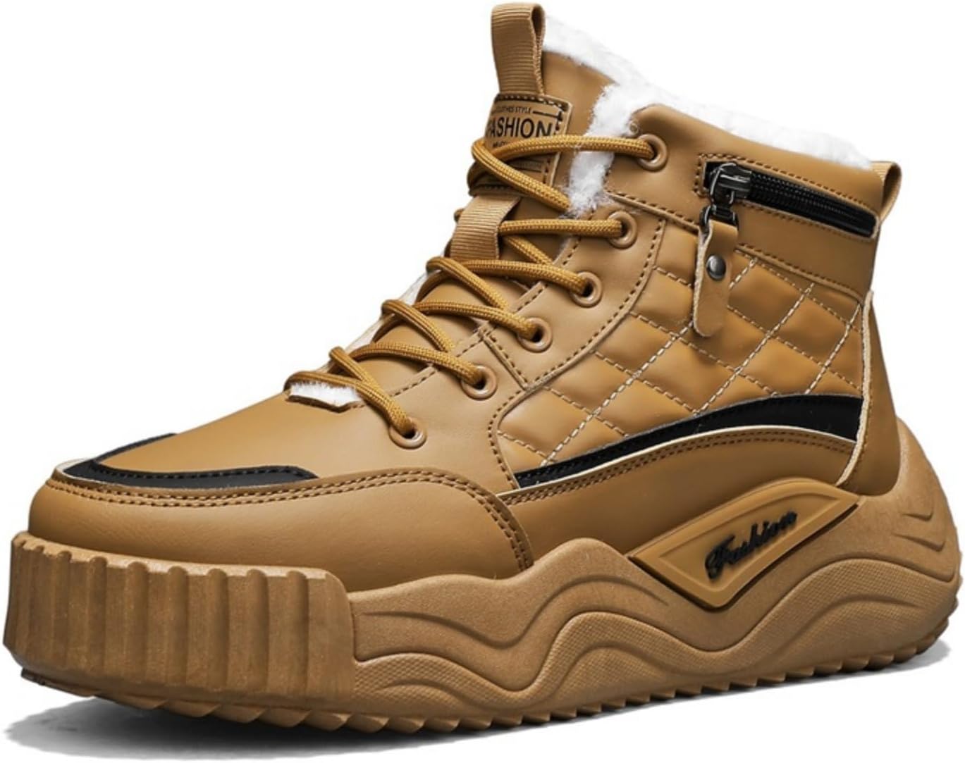 

Мужские зимние ботинки Khwfjas с высокими голенищами, стеганым флисовым подкладом, желтый