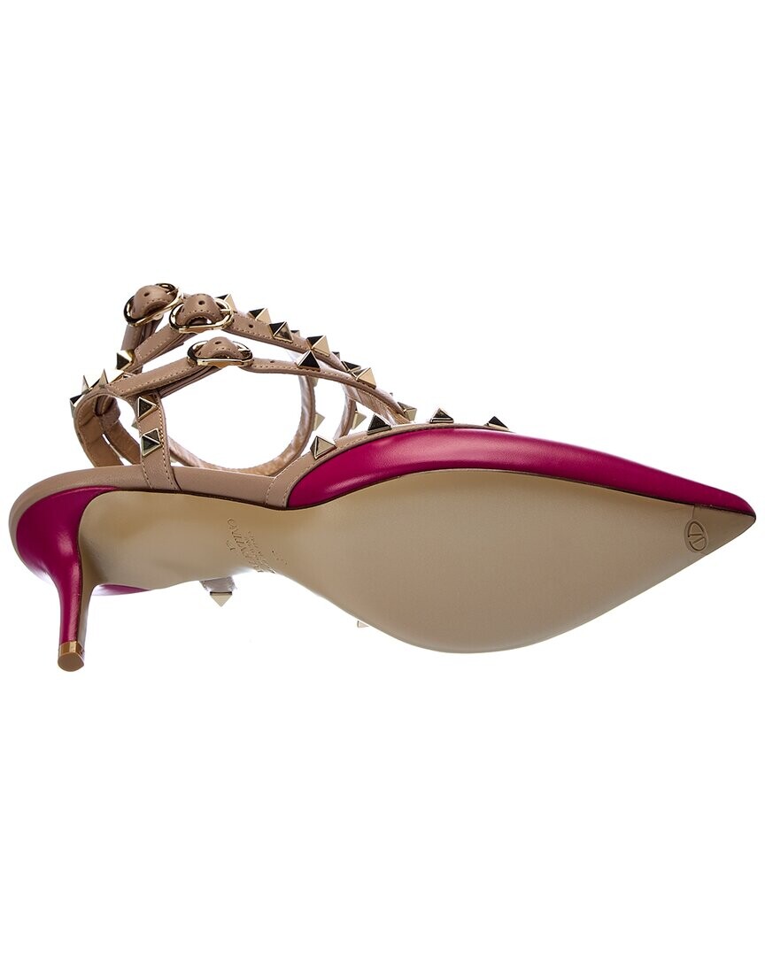 

Кожаные туфли Valentino Rockstud Caged 65 с ремешком на щиколотке, розовый