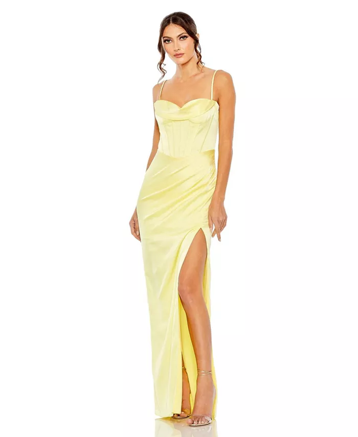 

Женское облегающее платье-бюстье с боковыми сборками Bodycon Gown Mac Duggal, желтый