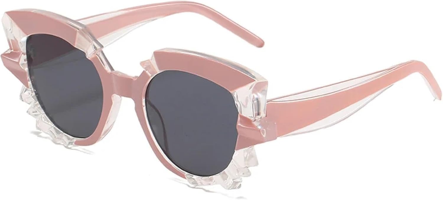 

Модные солнцезащитные очки «кошачий глаз» для женщин и мужчин, стильные солнцезащитные очки для путешествий, уличной фотографии, защита от УФ-излучения UV400 TKKTLLT, Pink Gray