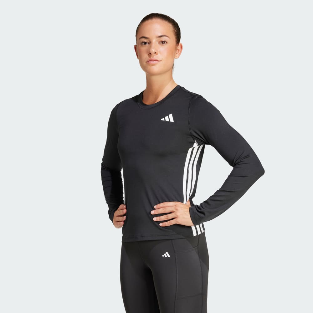 

Спортивный топ Adidas Essentials Long Sleeve 3-Stripes Workout Top, черный/белый