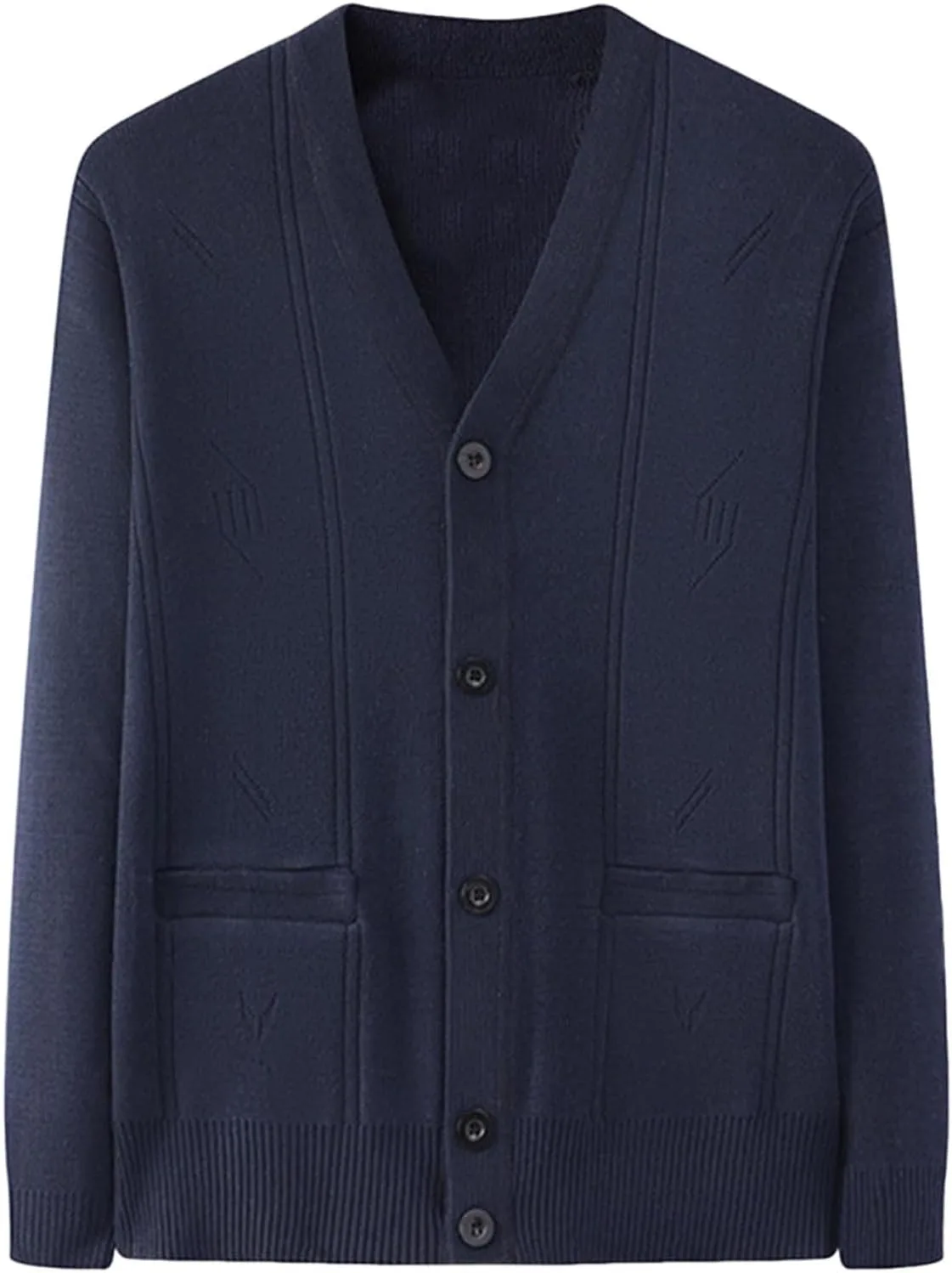 

Мужской кардиган V-образного выреза с длинными рукавами и карманами