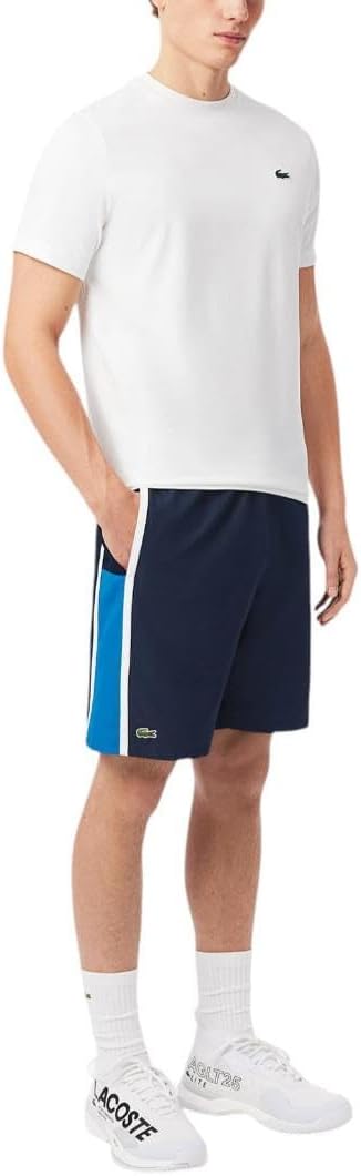 

Мужские теннисные шорты Lacoste Sport легкие с цветными блоками и полосками, Navy Blue/Gipsy Blue/White