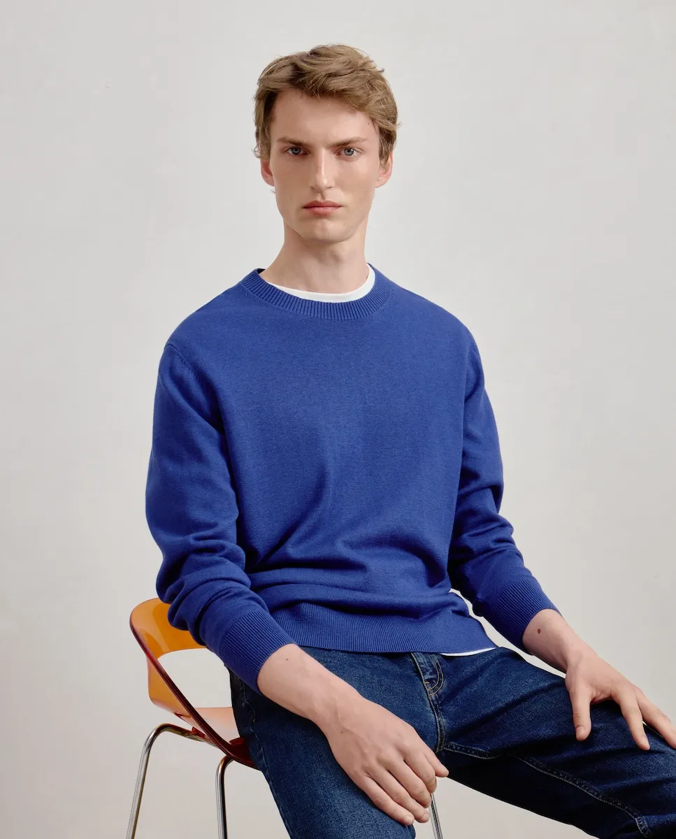 

Мужской базовый джемпер с круглым вырезом Dustin, индиго