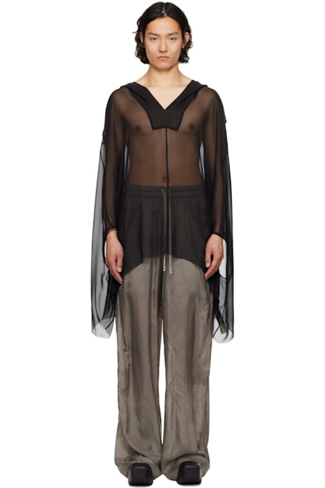 

Черный худи-кафтан с капюшоном Hollywood Rick Owens