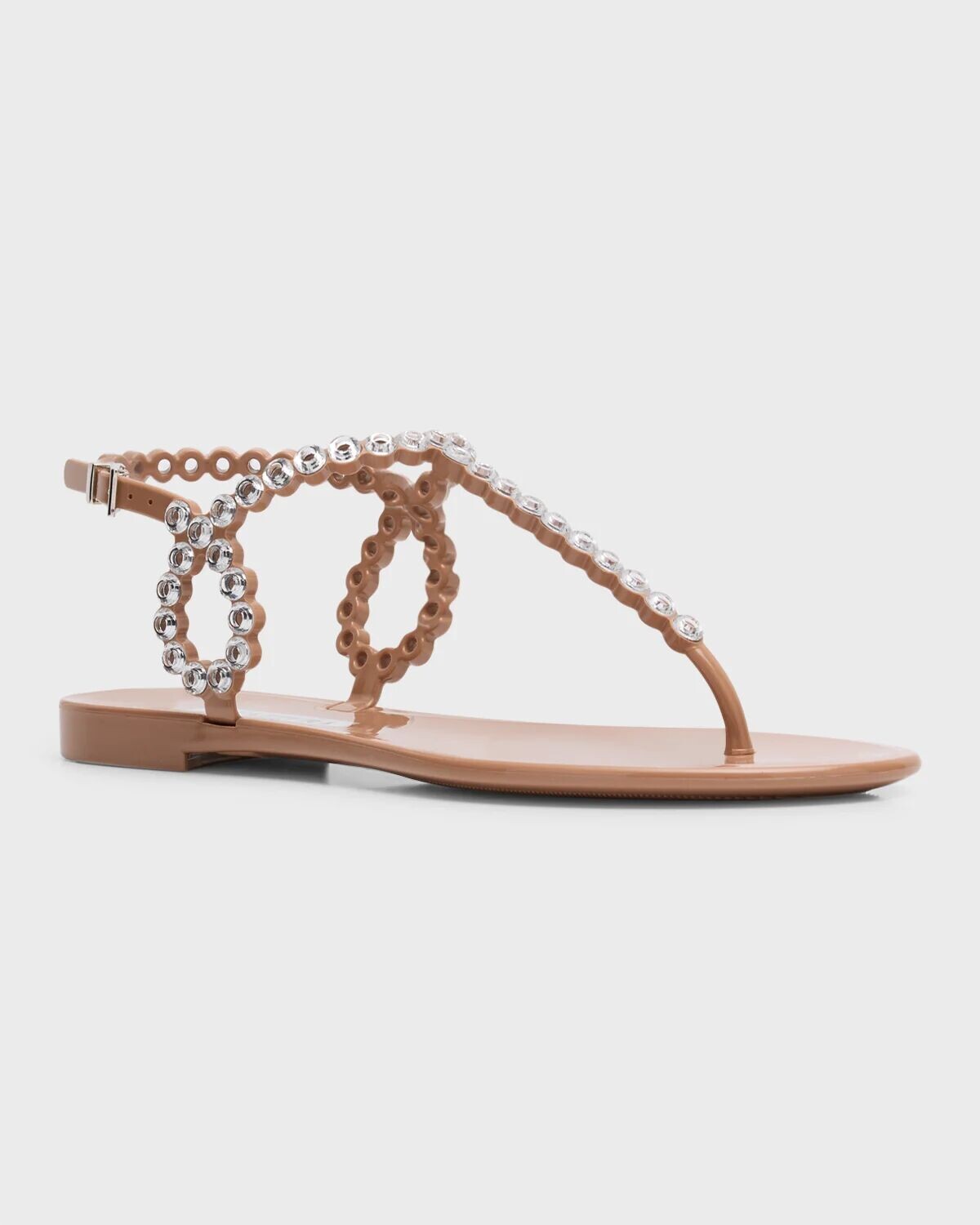 Сандалии с ремешком на пятке Почти голые кристаллы Aquazzura, цвет Powder Pink — фото 2