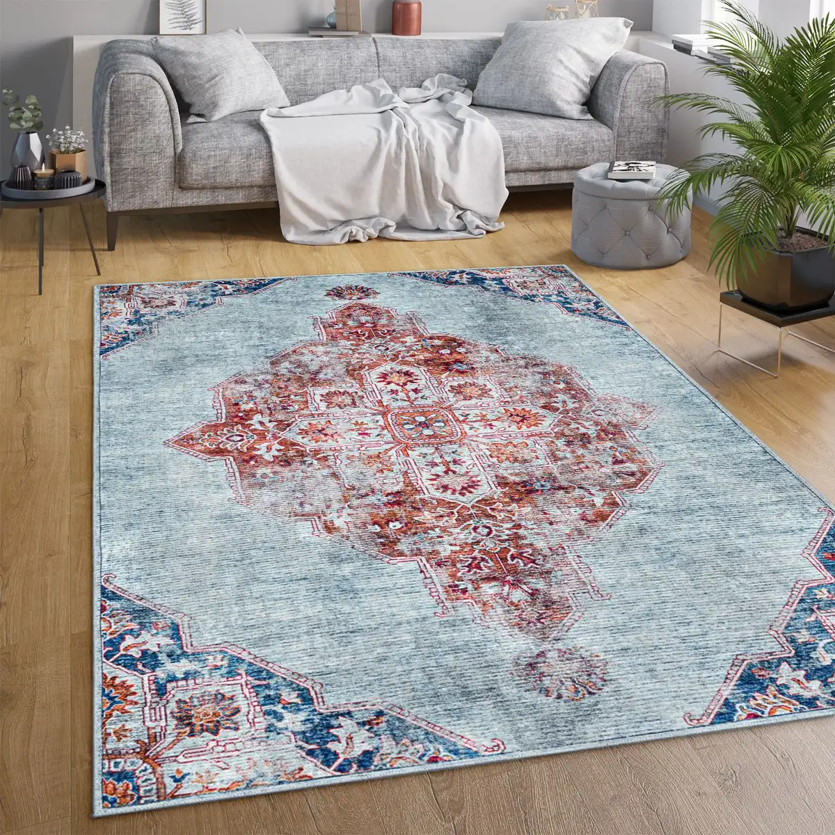 

Ковер Paco Home "Lyon 336", прямоугольный, короткий ворс, восточный стиль, винтажный дизайн, можно стирать 200х280 см, бирюзовый