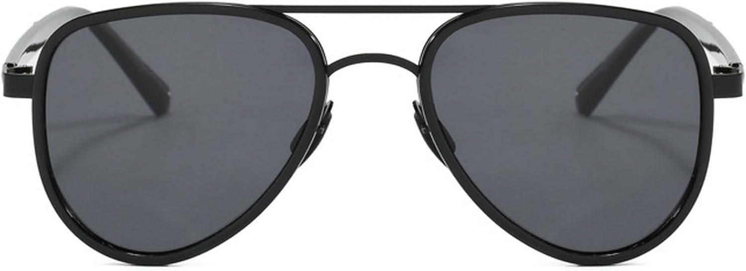 

Ретро-солнцезащитные очки-пилот для женщин, классические модные винтажные очки-пилот с двойной перемычкой для мужчин, очки 70-х годов с защитой от УФ-излучения mincl, Black