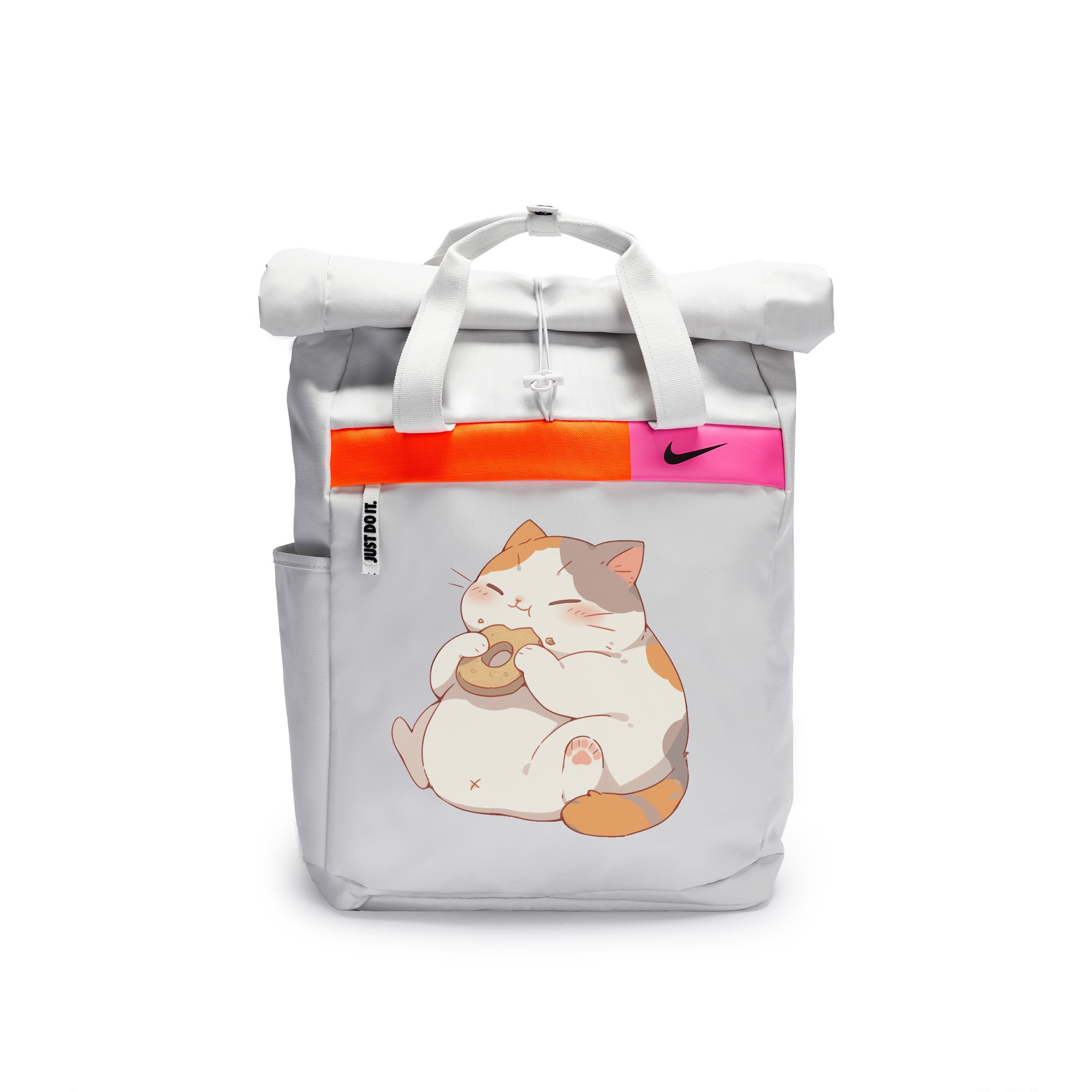 

Nike Полиэстеровый граффити рюкзак повседневный унисекс светло-серебристый серый, Donut Kitten