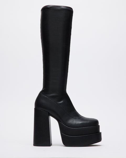 Сапоги женские Steve Madden Cypress высокие на каблуке и платформе, черный