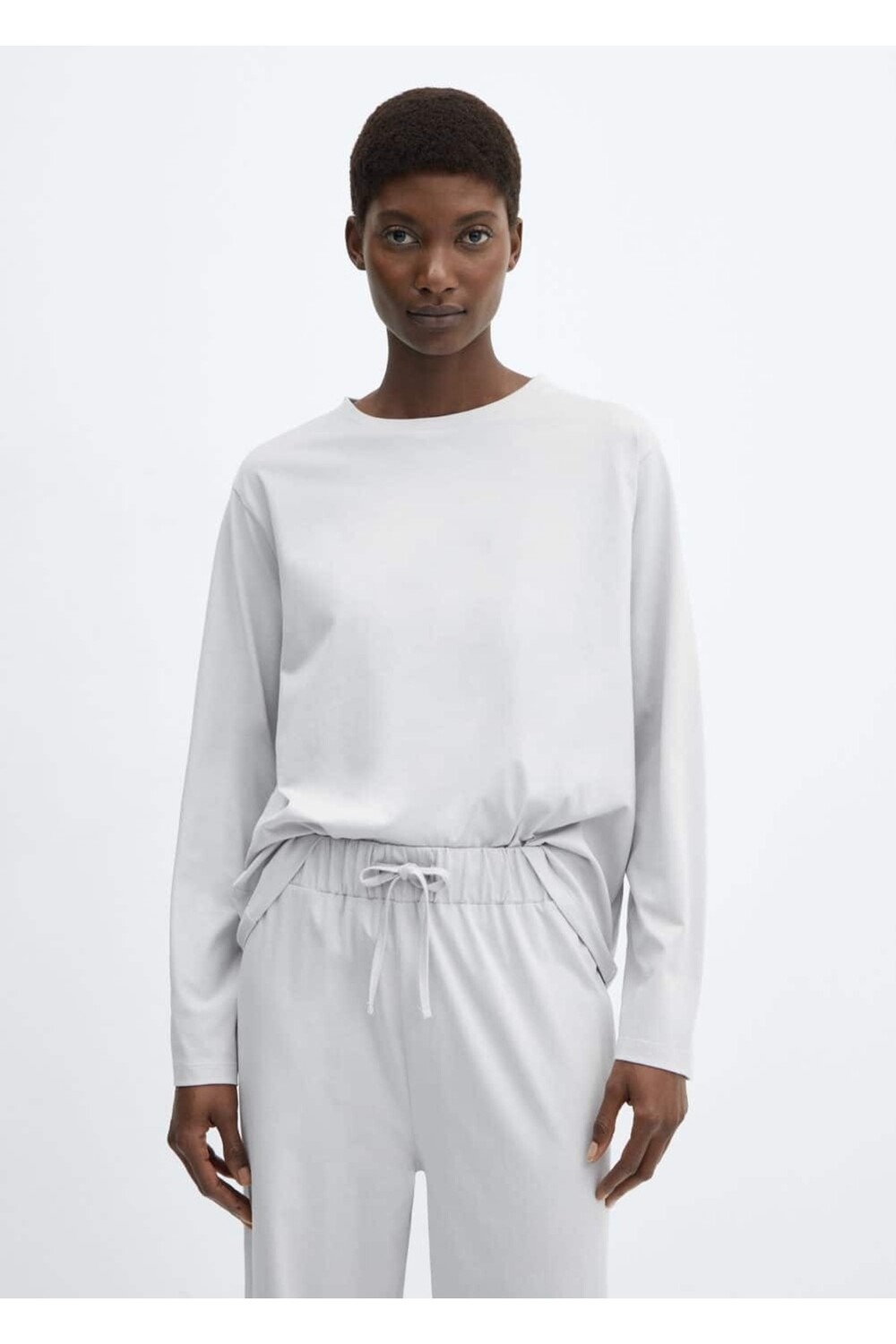 

Длинная хлопковая пижама Mango, серый