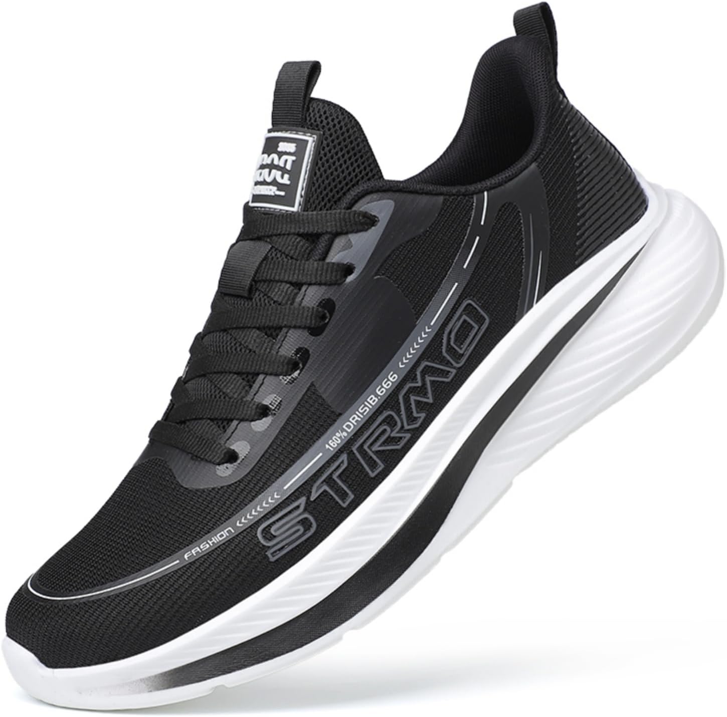 

Мужские кроссовки с амортизацией для бега, дышащая сетка, комфортные, легкие, с широким носком, шнуровкой, низкие, противоскользящие, модные кроссовки для ходьбы, бега, тенниса, тренировок в спортзале и повседневной носки Yrzhgdl, черный