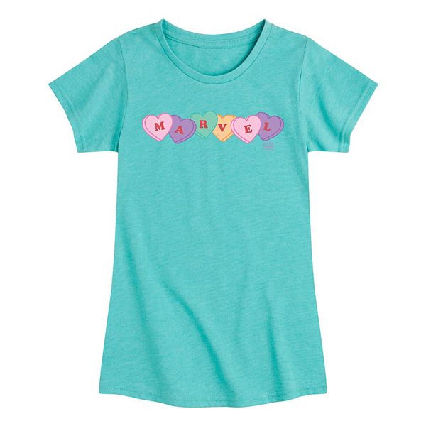

Футболка с принтом candy hearts для девочек 7-16 лет Marvel, Turquoise