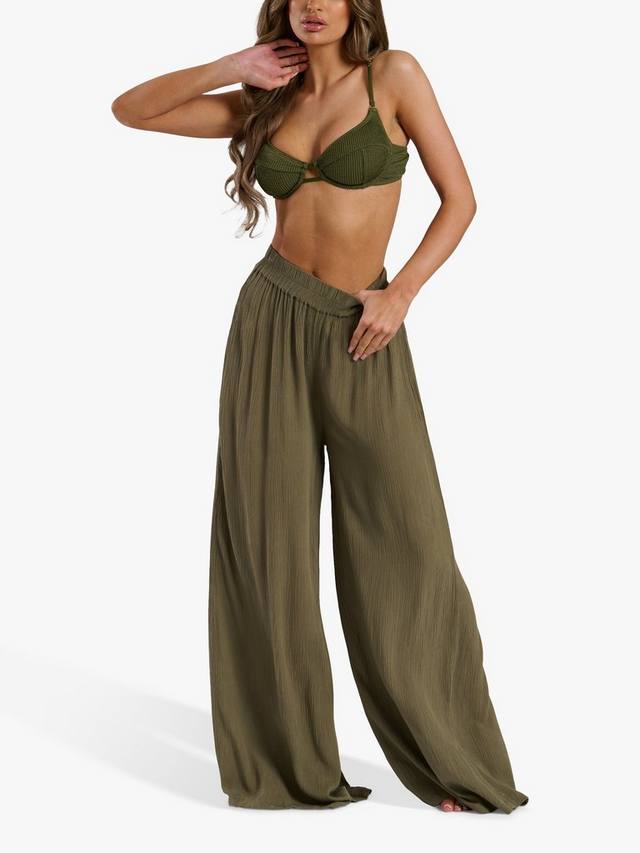

Пляжные брюки с широкими штанинами в складку South Beach, цвет Green Khaki