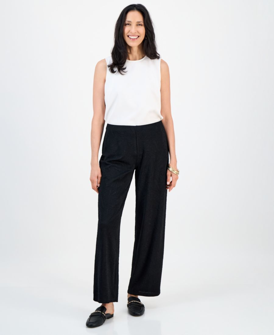 

Женские трикотажные брюки с текстурированной поверхностью JM Collection, Deep Black