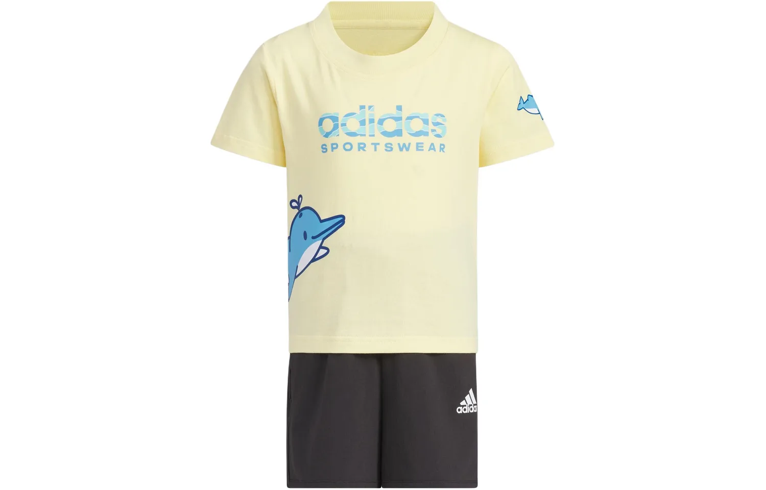 Детская повседневная спортивная футболка с круглым вырезом Adidas, Clothing Sets (Yellow+Black) — фото 3