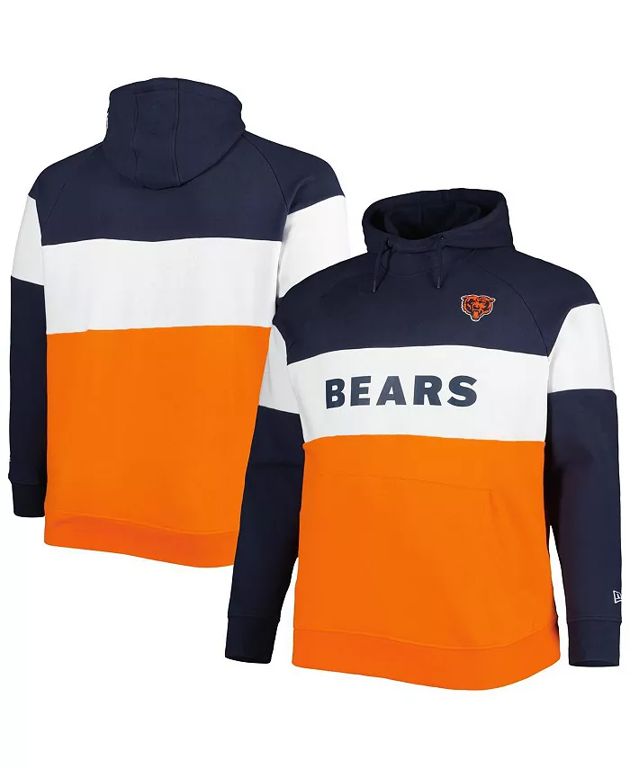 

Мужская оранжевая толстовка с капюшоном Chicago Bears Big and Tall Current Team Colorblock Fleece Raglan New Era