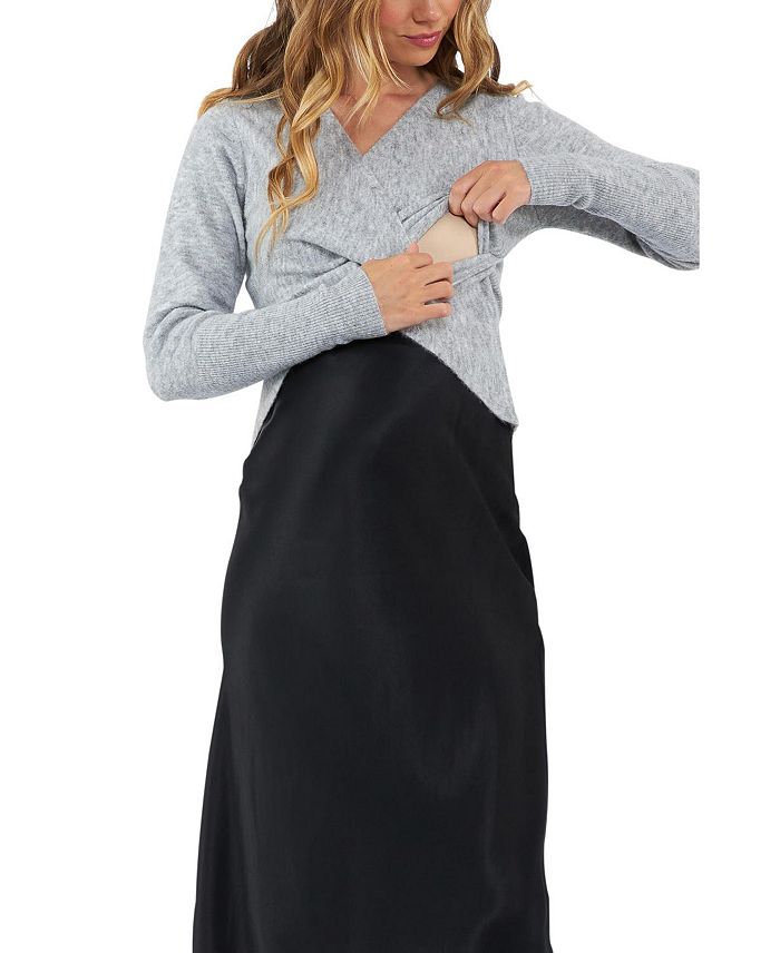 

Вязаный свитер для кормления Willa Ripe Maternity, серый