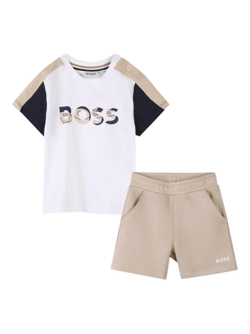 

Комплект из футболки и шорт с цветным логотипом BOSS Kidswear, нейтральный