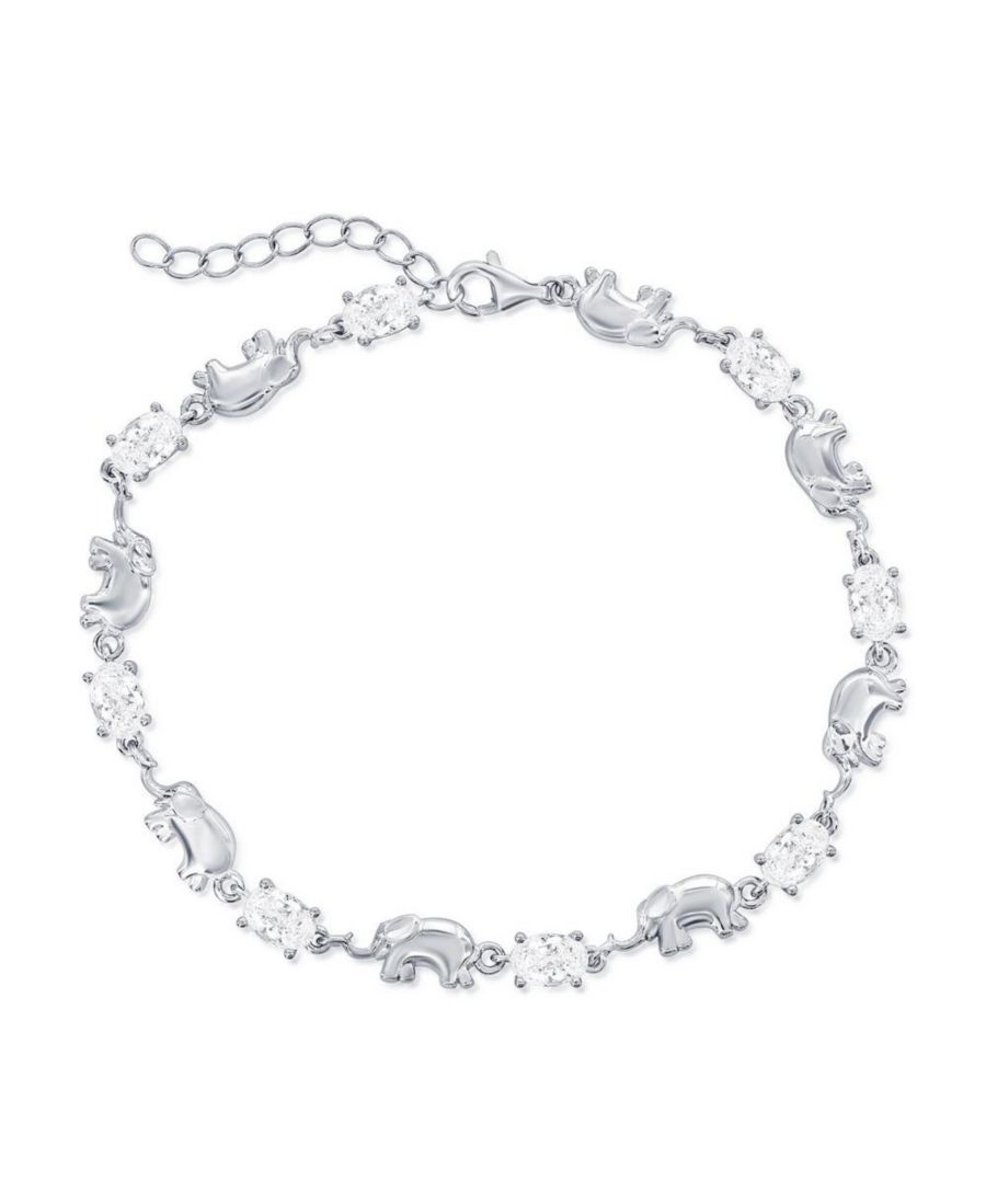 

Браслет из стерлингового серебра с чередующимися изображениями слона и овальных фианитов Simona, Silver