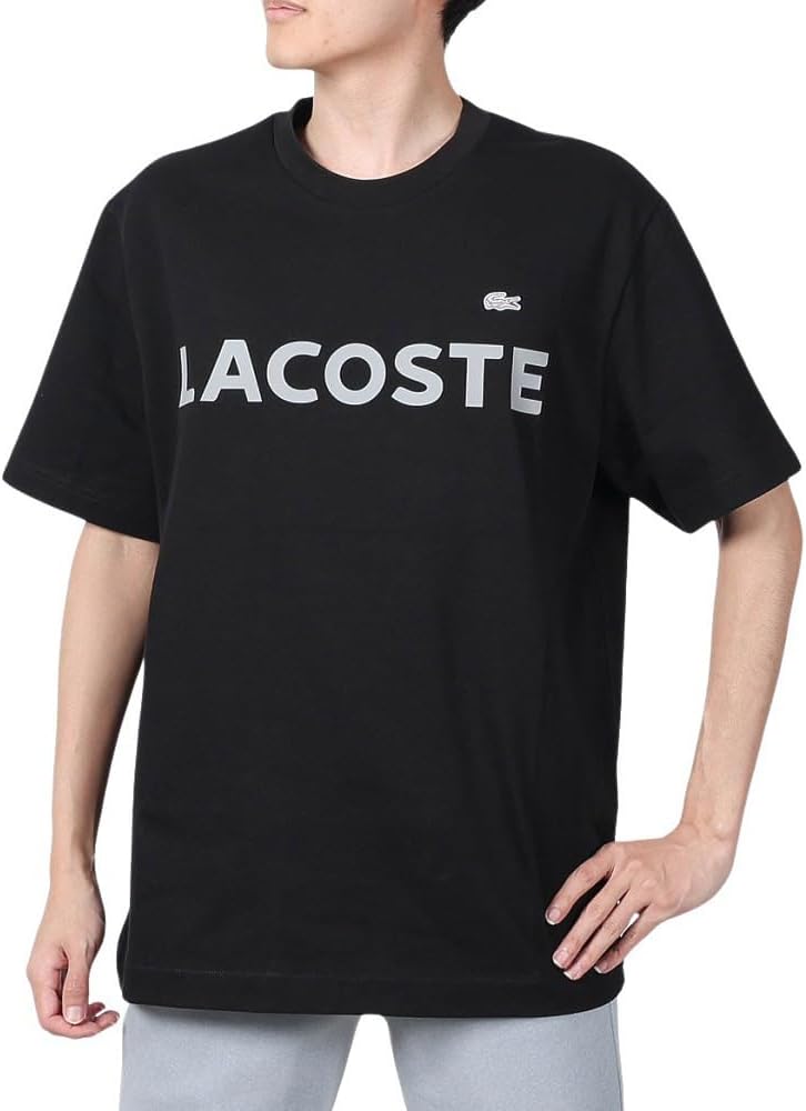 

Официальная мужская футболка с коротким рукавом и резиновым принтом LACOSTE Heavyweight с логотипом бренда, черный