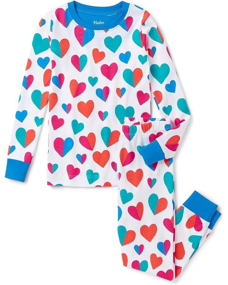

Пижамный комплект Hatley Split Hearts Pajama Set, белый