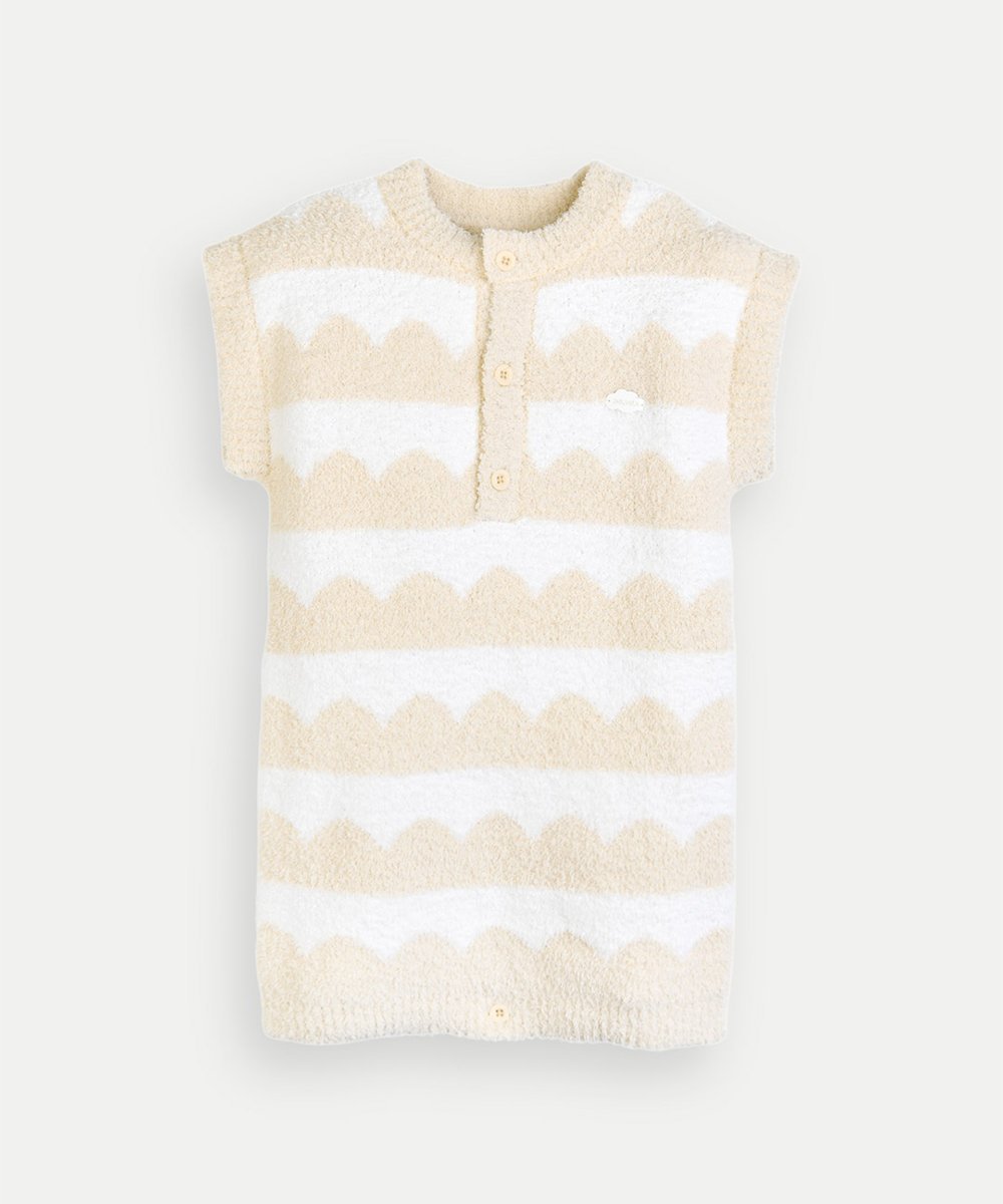 Длинный вязаный комбинезон с облачным узором Moimoln, beige — фото 2