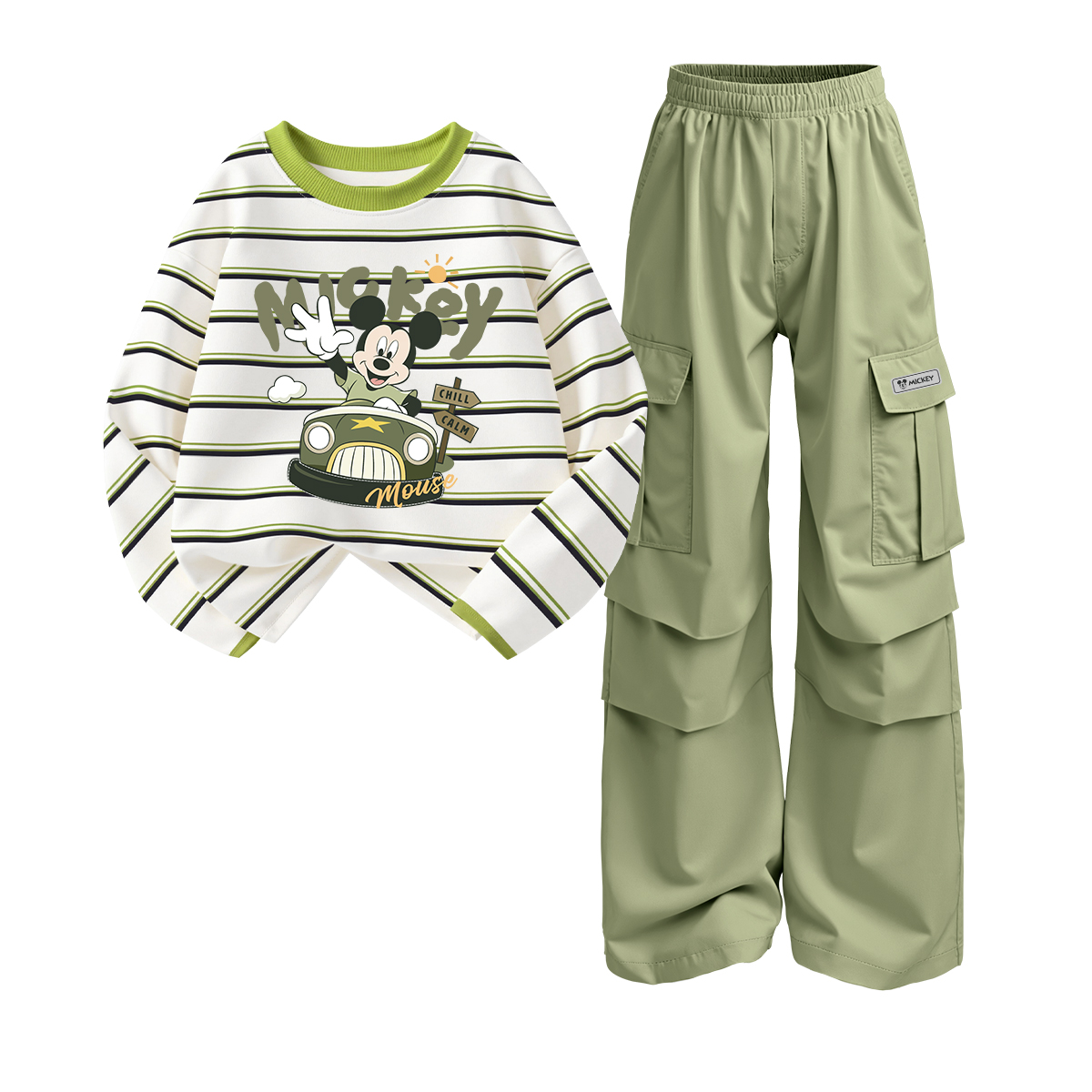 

Детская повседневная спортивная одежда Disney, белый/зеленый