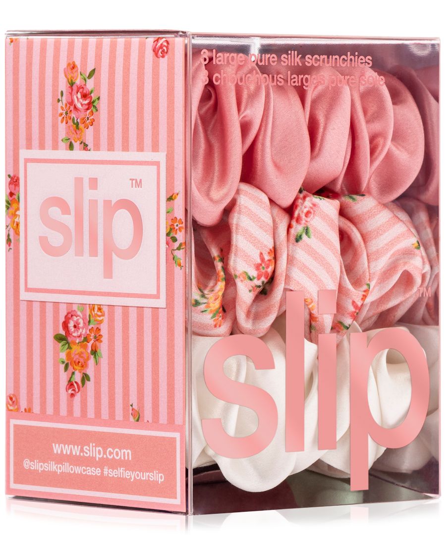 Набор из 3 больших резинок для волос из чистого шелка Slip, цвет petal — фото 4