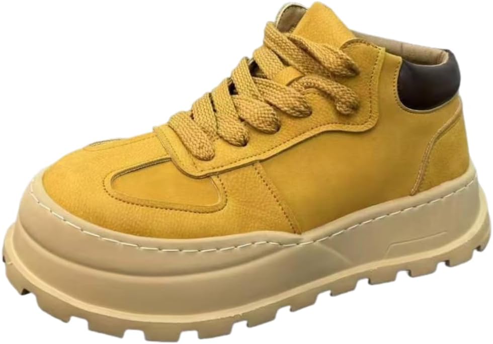 

Мужские легкие мягкие повседневные туфли с толстой кожаной подошвой, высокие кроссовки на шнуровке, удобная обувь для ходьбы Lexamen, хаки