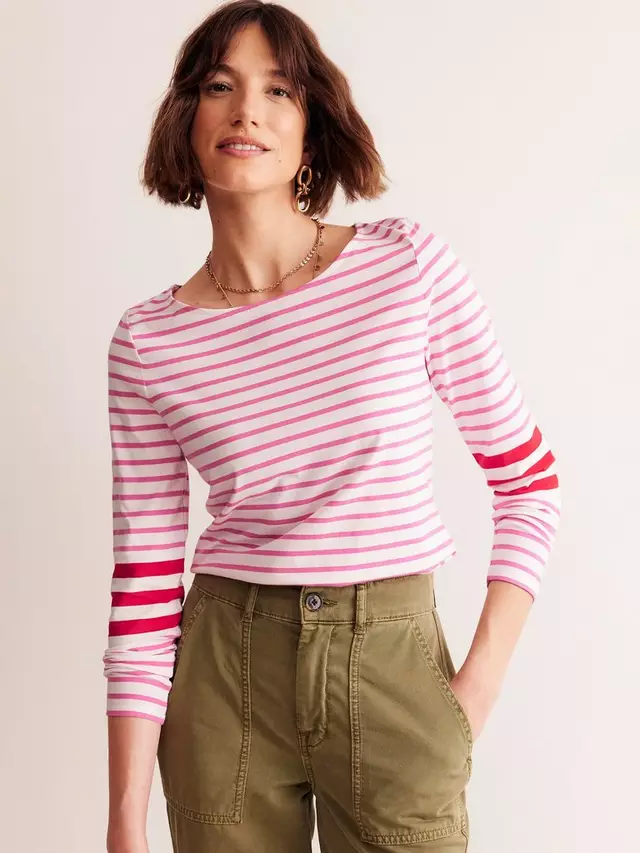 

Топ Boden Ella Breton Stripe, цвет ivory/pink