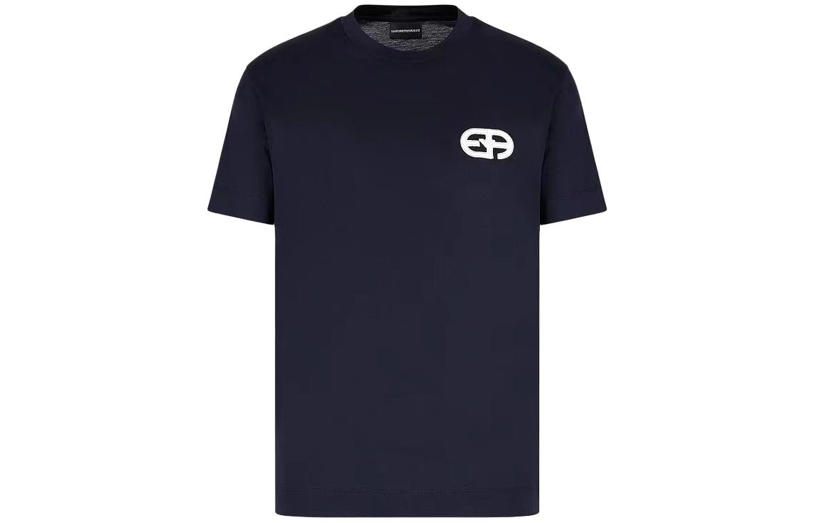

Футболка с вышитым логотипом EMPORIO ARMANI, синяя