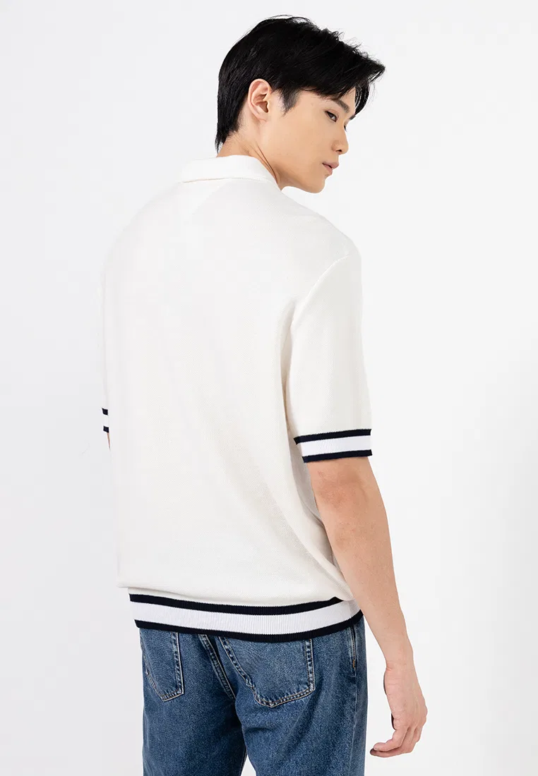 Поло, классическая посадка, плоский трикотаж, TH Mainline Tommy Hilfiger, слоновая кость — фото 2