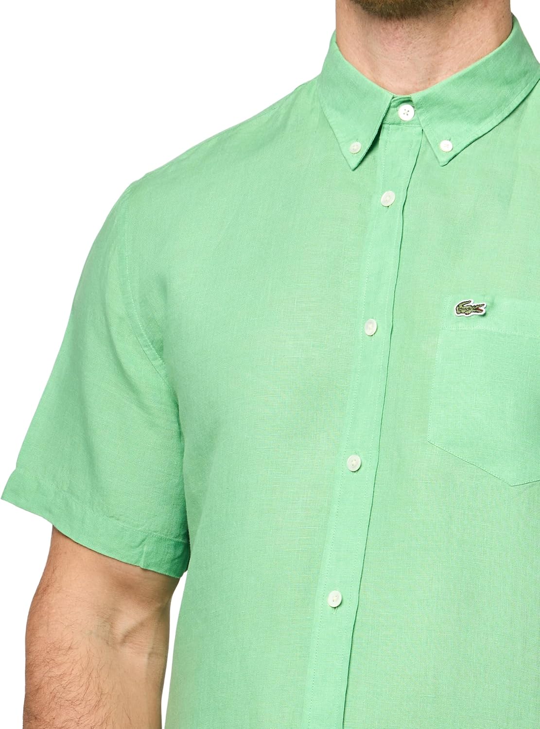 Lacoste мужская короткая рукав льняная рубашка, Liamone — фото 3