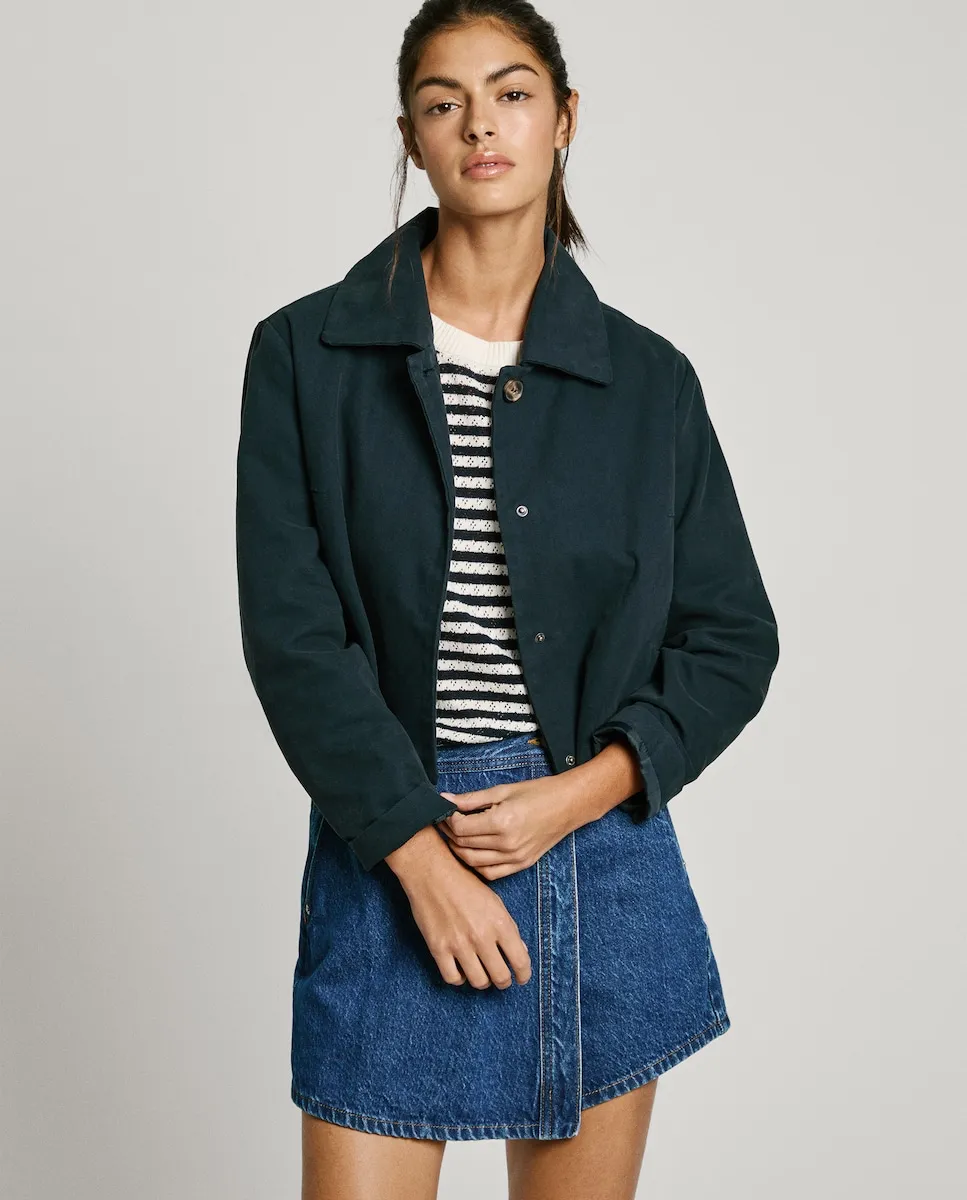 

Женская куртка с воротником-стойкой и застежкой на пуговицы Pepe Jeans, тёмно-синий