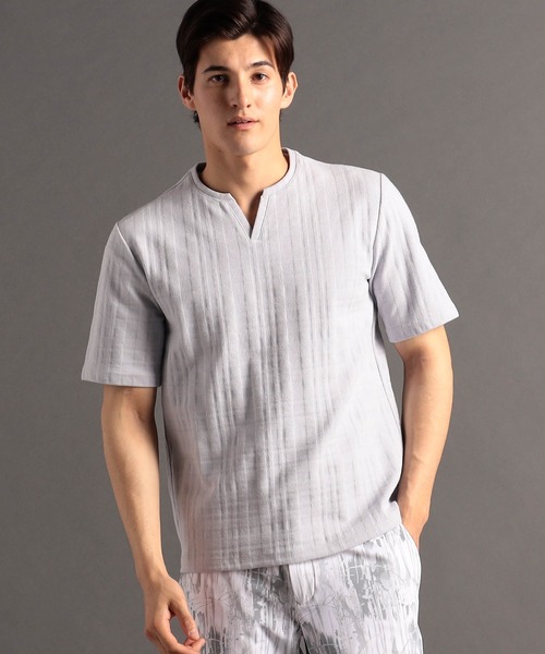 

Футболка с вырезом-капелькой, клетка Shadow Check MONSIEUR NICOLE, светло-серый