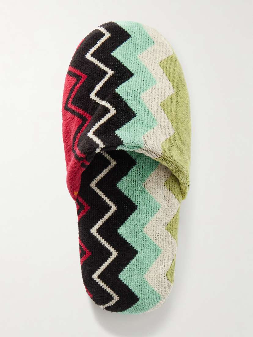 Полосатые тапочки Giacomo из хлопка и махровой ткани Missoni Home, мультиколор