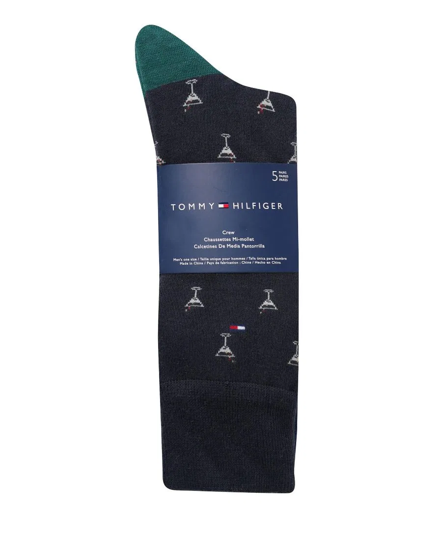 Мужские классические носки средней высоты, 5 пар Tommy Hilfiger, Black/Blue/Brown/Green — фото 3