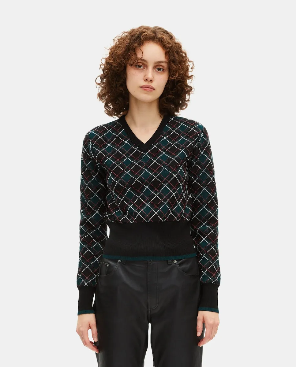 

Женский клетчатый джемпер The Kooples, черный/зеленый