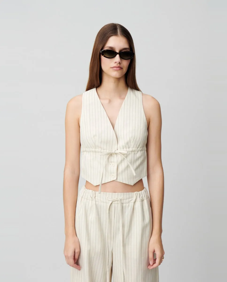 

Женский полосатый жилет на шнурке Claudie Pierlot, цвет Natural