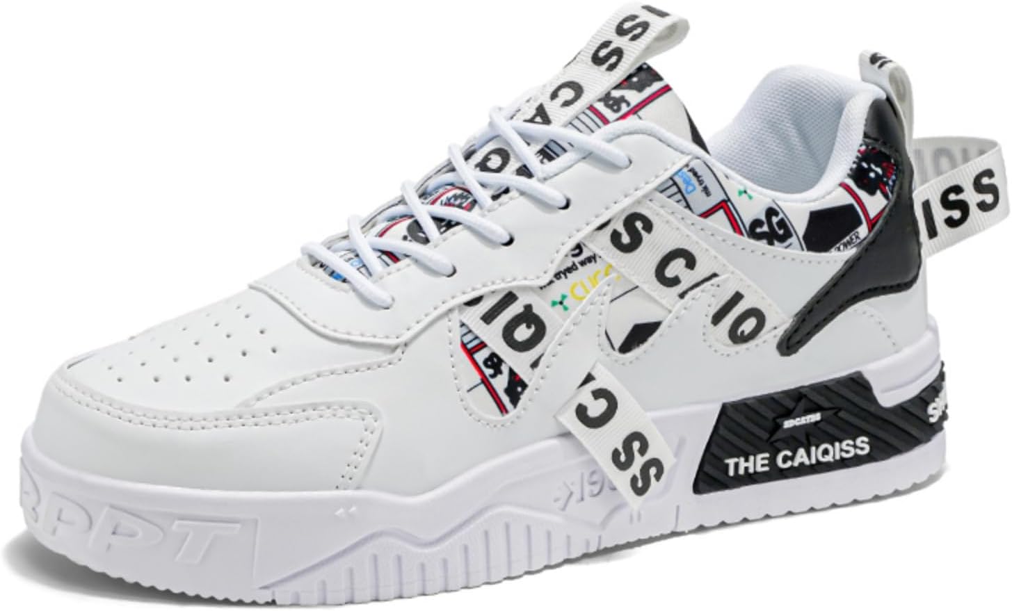 

Мужские высокие легкие кроссовки: стильные для скейтборда и повседневной ходьбы. Уличный дизайн, подходит для всех сезонов Kpdwfms, белый/черный