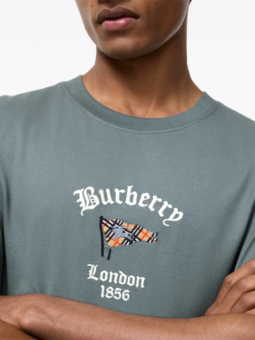 Футболка Burberry Хлопковая с клетчатым флагом, зеленый — фото 4