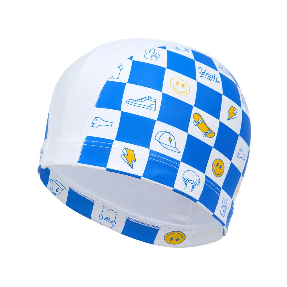 Детская шапочка для плавания Checkerboard Icon PU, белая, от Renomaswim — фото 2