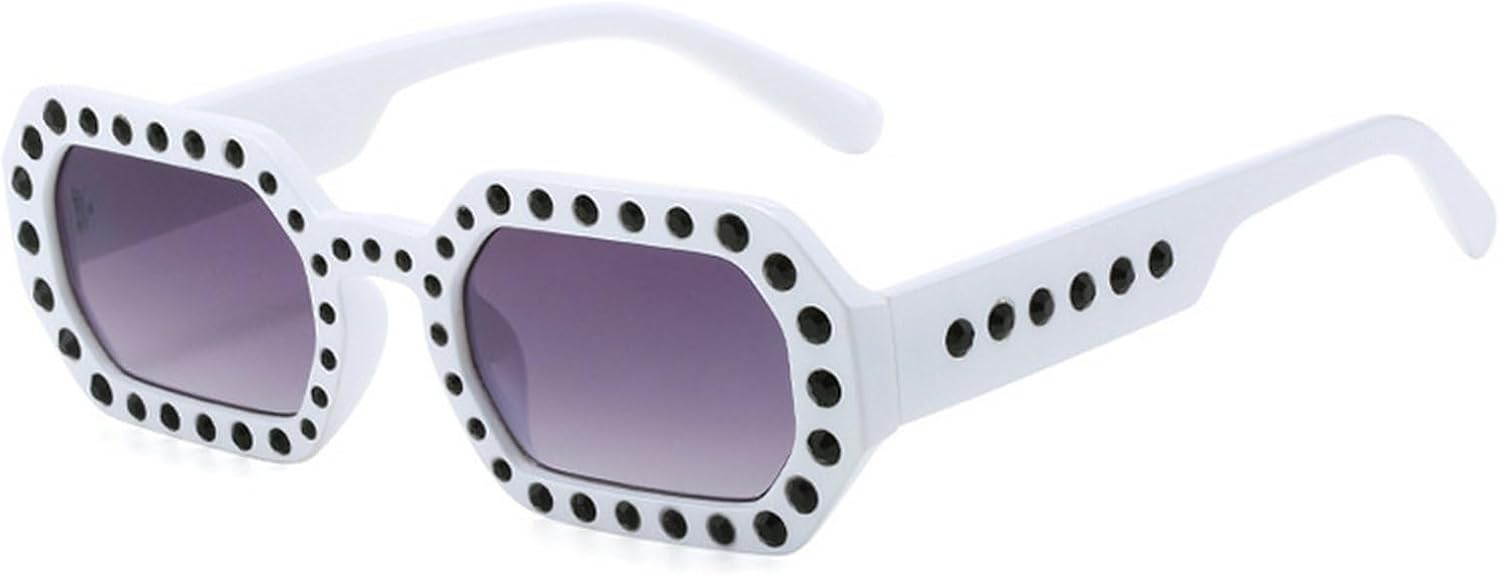 

Роскошные прямоугольные солнцезащитные очки в стиле панк с бриллиантами, модные солнцезащитные очки для женщин и мужчин, градиентные солнцезащитные очки в стиле ретро с защитой от УФ-излучения UV400 Melrose, White